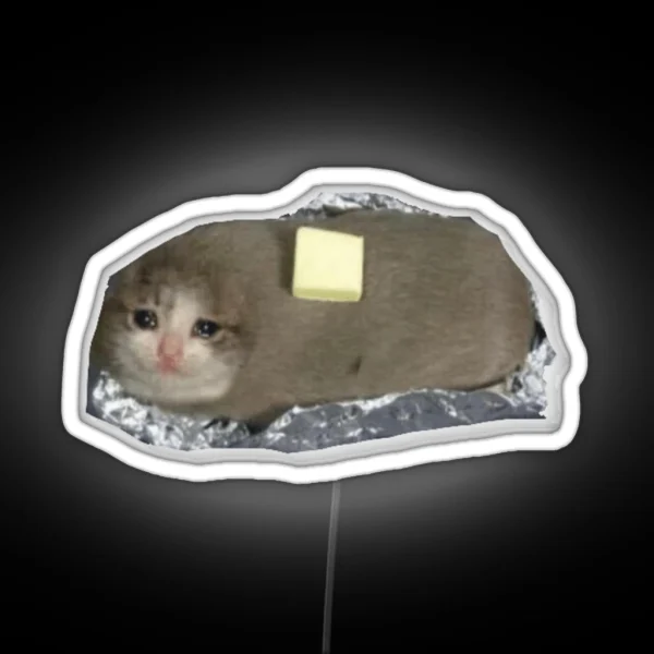 Crying Baked Potato Cat RGB Neon Sign