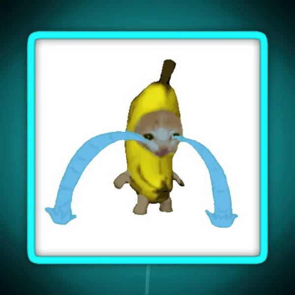 Crying Banana Cat RGB Neon Sign