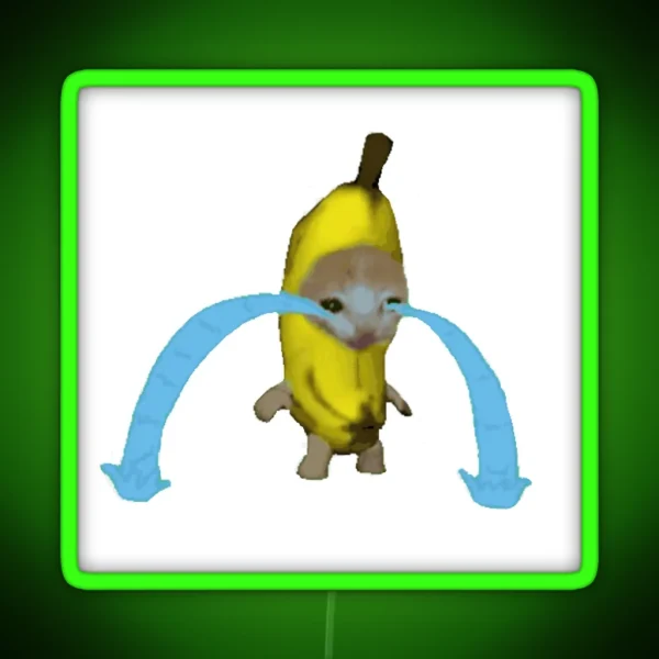 Crying Banana Cat RGB Neon Sign