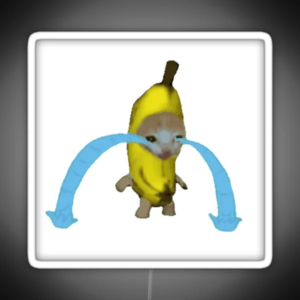 Crying Banana Cat RGB Neon Sign