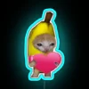 Vibrant Crying Banana Cat Heart Symbolism Neon Wall Art Decoration Sign