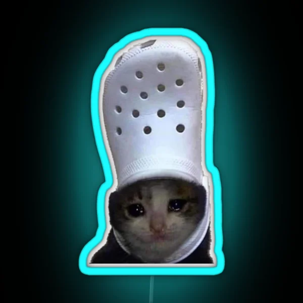 Crying Cat Croc Meme RGB Neon Sign