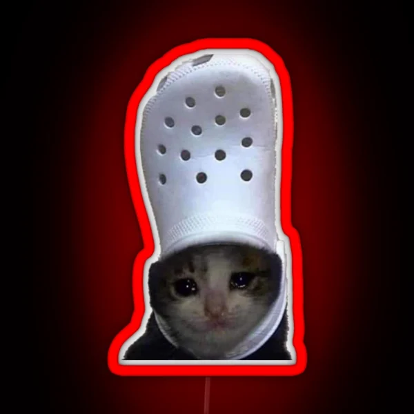 Crying Cat Croc Meme RGB Neon Sign
