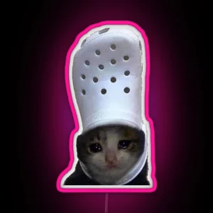 Crying Cat Croc Meme RGB Neon Sign