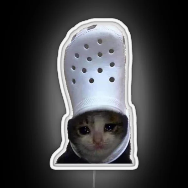 Crying Cat Croc Meme RGB Neon Sign