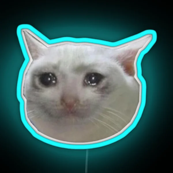 Crying Cat Jpg RGB Neon Sign