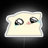 Melancholy Feline Illuminated Icon with Vibrant Neon Rainbow Accents