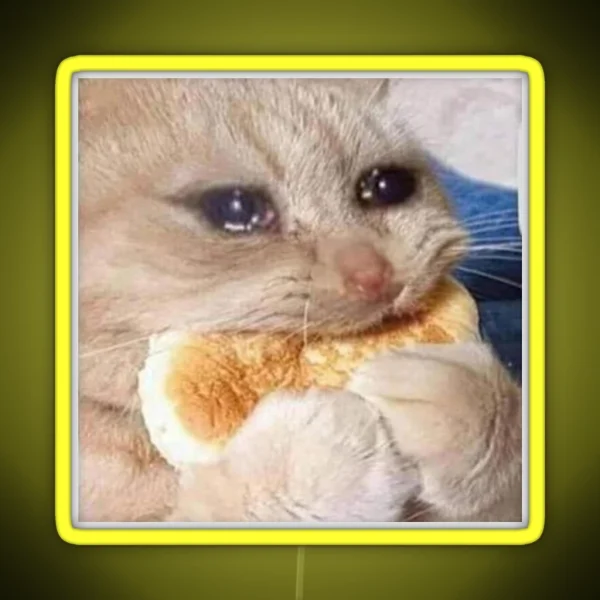 Crying Cookie Cat Meme Funny Meme RGB Neon Sign