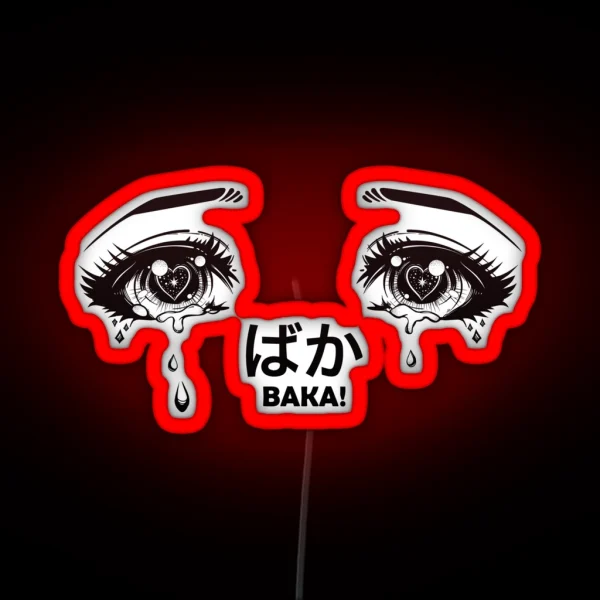 Crying Eyes From Manga Or Anime Shouting Baka RGB Neon Sign