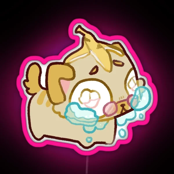 Crying Food Cats Banana Cat RGB Neon Sign
