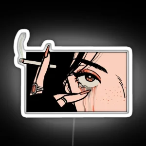 Crying Girl With Cigarette RGB Neon Sign