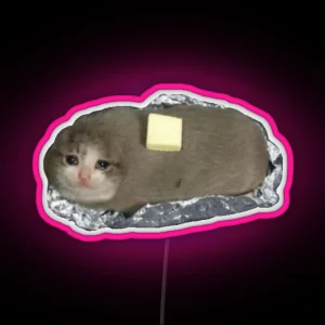 Crying Potato Cat With Butter Crying Cat Meme RGB Neon Sign