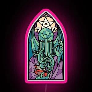 Cthulhu Church Stained Glass Cosmic Horror RGB Neon Sign