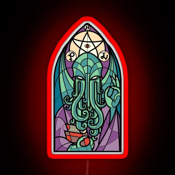 Cthulhu Church Stained Glass Cosmic Horror RGB Neon Sign