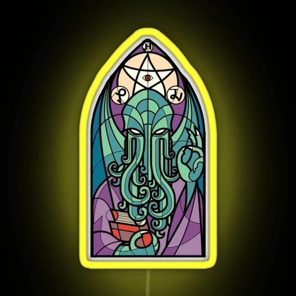 Cthulhu Church Stained Glass Cosmic Horror RGB Neon Sign