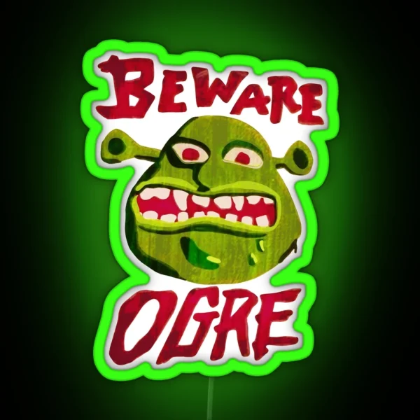 Cuidado Ogro Shrek Beware Ogre RGB Neon Sign