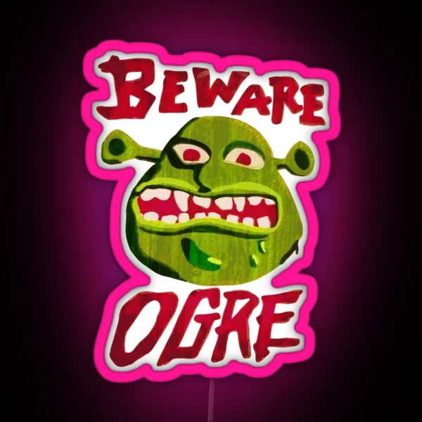 Cuidado Ogro Shrek Beware Ogre RGB Neon Sign
