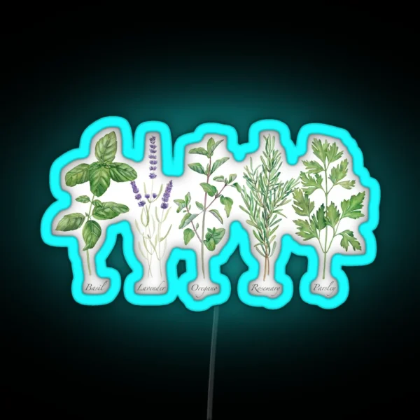Culinary Herbs Painting RGB Neon Sign