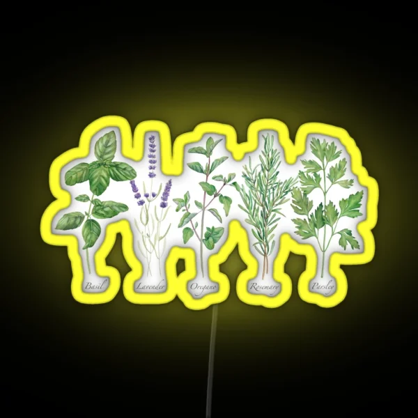 Culinary Herbs Painting RGB Neon Sign