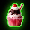 Bright neon cupcake decoration for sweet treats and bakeries interior.