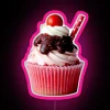 Customizable RGB color changing neon cupcake sign with glowing accents
