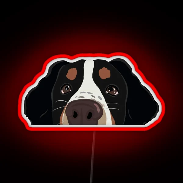 Curious Bernese Mountain Dog Freckles RGB Neon Sign
