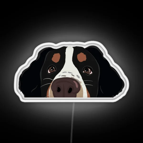 Curious Bernese Mountain Dog Freckles RGB Neon Sign
