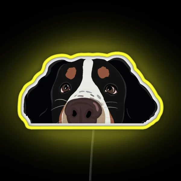 Curious Bernese Mountain Dog Freckles RGB Neon Sign