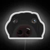 Vibrant Neon Sign Featuring Adorable Curious Black Labrador Retriever Pup