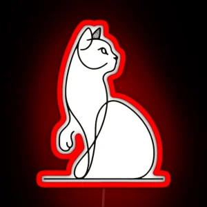 Curious Cat Gaze Chic Line Artwork RGB Neon Sign