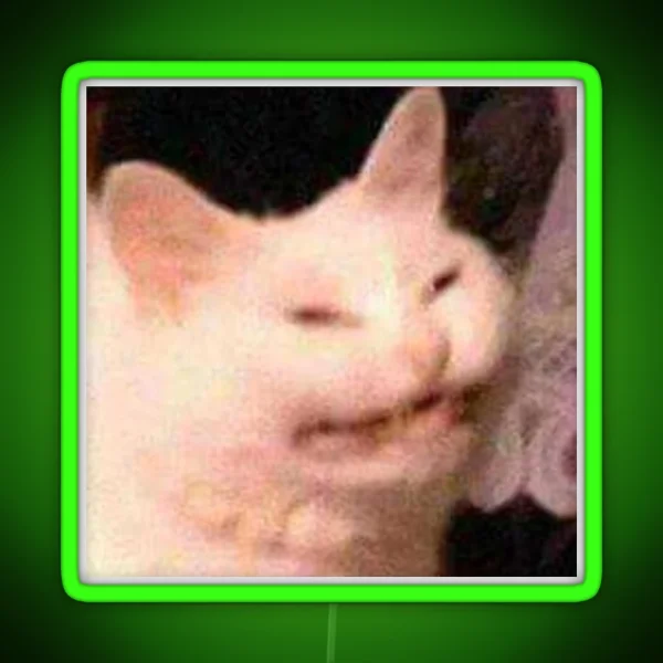 Cursed Cat Meme RGB Neon Sign