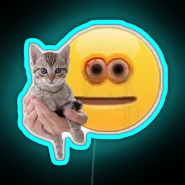 Cursed Emoji With Cat RGB Neon Sign