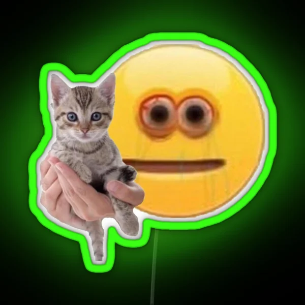Cursed Emoji With Cat RGB Neon Sign