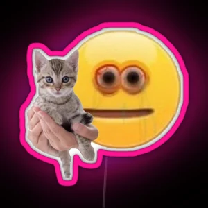 Cursed Emoji With Cat RGB Neon Sign