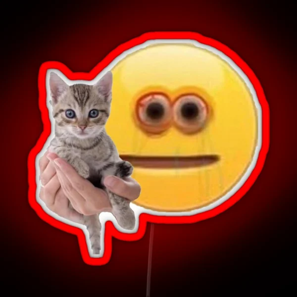 Cursed Emoji With Cat RGB Neon Sign