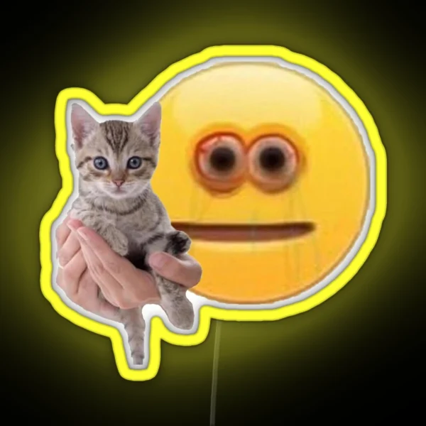 Cursed Emoji With Cat RGB Neon Sign