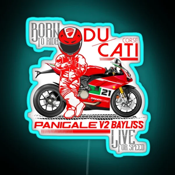 Custom Graphic Designer Ducati Panigale V2 Bayliss Motorcycle RGB Neon Sign