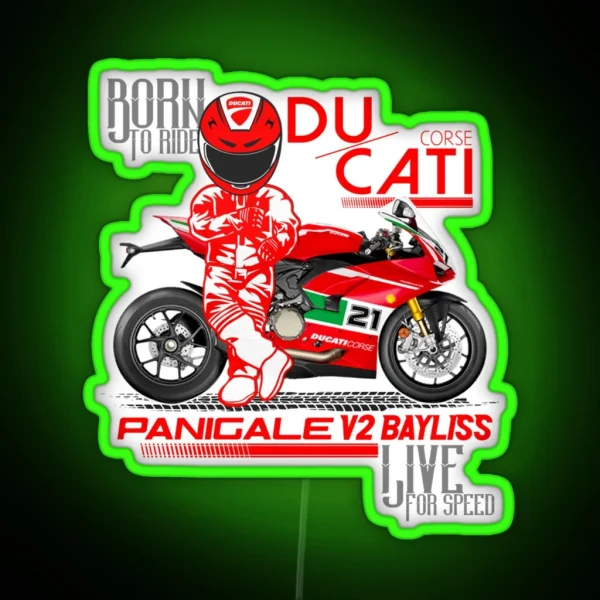 Custom Graphic Designer Ducati Panigale V2 Bayliss Motorcycle RGB Neon Sign