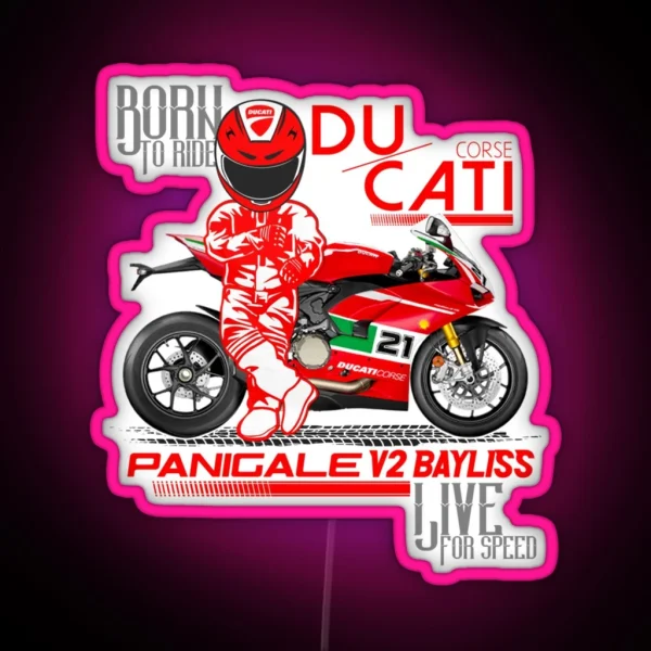 Custom Graphic Designer Ducati Panigale V2 Bayliss Motorcycle RGB Neon Sign