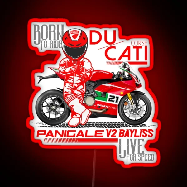 Custom Graphic Designer Ducati Panigale V2 Bayliss Motorcycle RGB Neon Sign