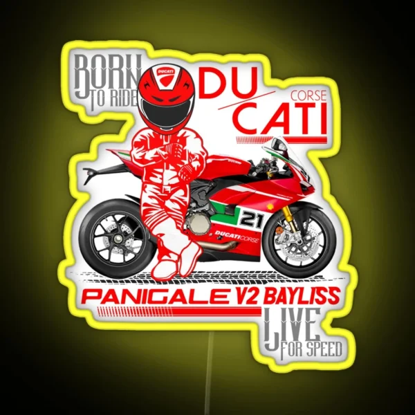 Custom Graphic Designer Ducati Panigale V2 Bayliss Motorcycle RGB Neon Sign