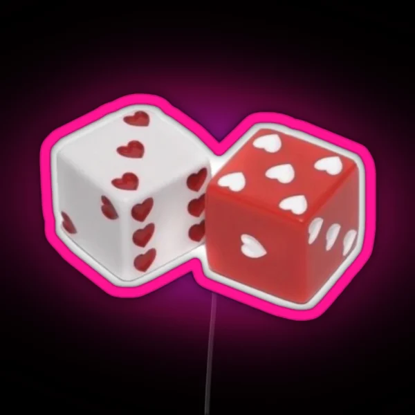 Cute Aesthetic Coquette Soft Girl Red Heart Lovecore Dice RGB Neon Sign