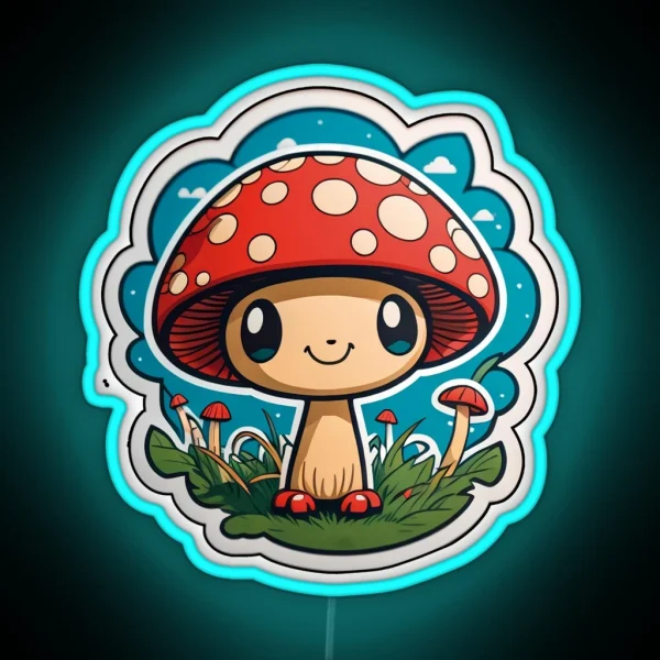 Cute Amanita Muscaria Mushroom RGB Neon Sign