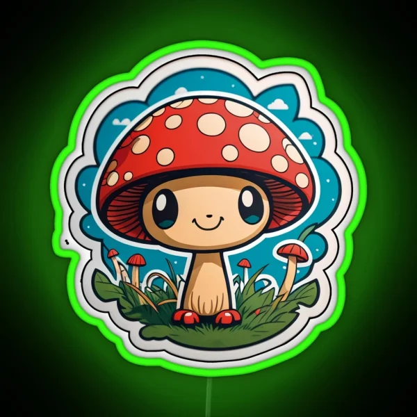 Cute Amanita Muscaria Mushroom RGB Neon Sign