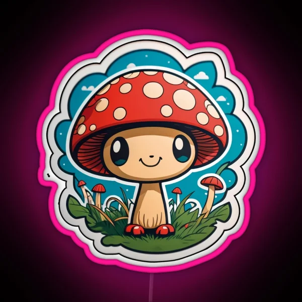 Cute Amanita Muscaria Mushroom RGB Neon Sign