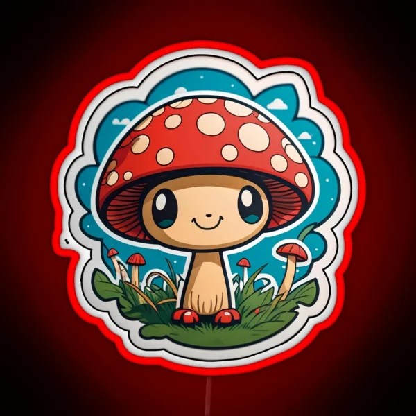 Cute Amanita Muscaria Mushroom RGB Neon Sign