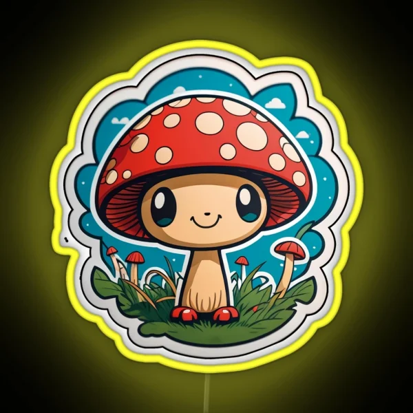 Cute Amanita Muscaria Mushroom RGB Neon Sign