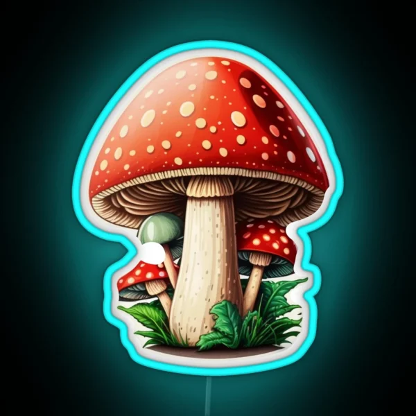 Cute Aminita Muscaria Mushroom RGB Neon Sign