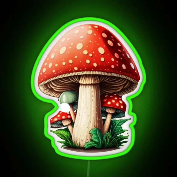 Cute Aminita Muscaria Mushroom RGB Neon Sign