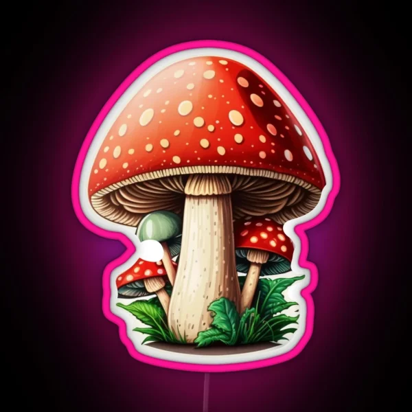 Cute Aminita Muscaria Mushroom RGB Neon Sign
